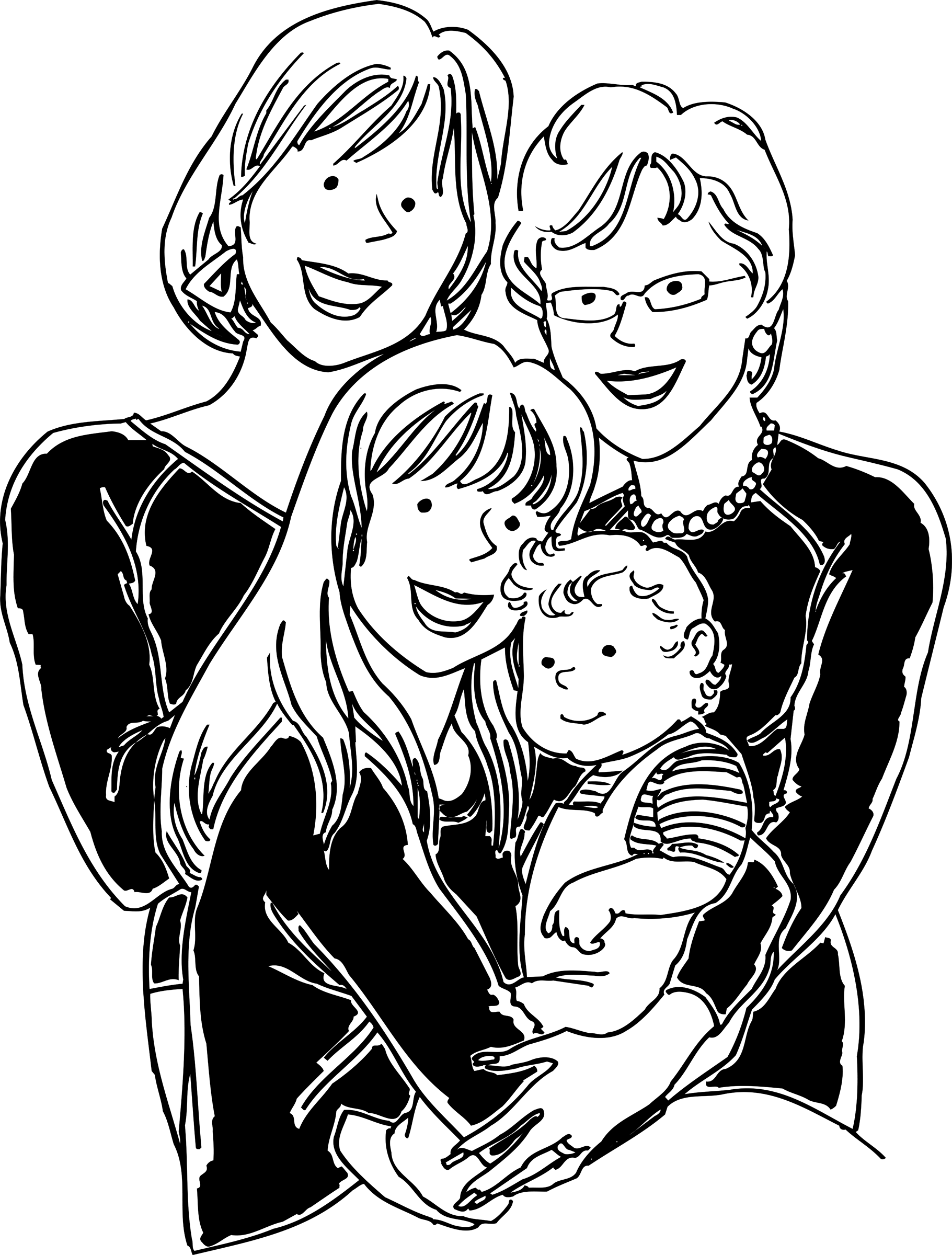 margot holloman. illustration of several generations of a family